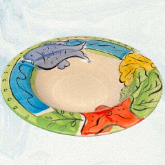 Set of 4 Sango Key West 6101 Rimmed Hand Painted Bowls 9 1/4" Fish Starfish - Picture 7 of 7